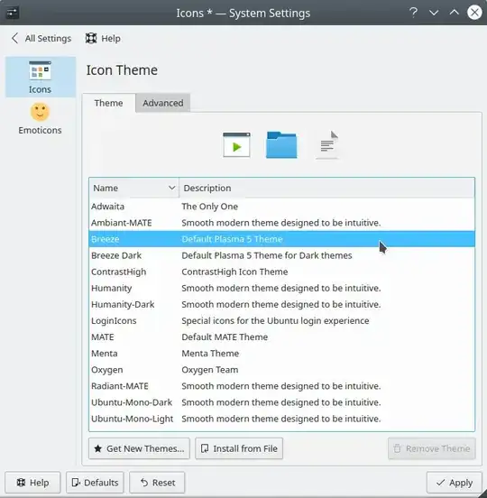 Default Icon theme Breeze
