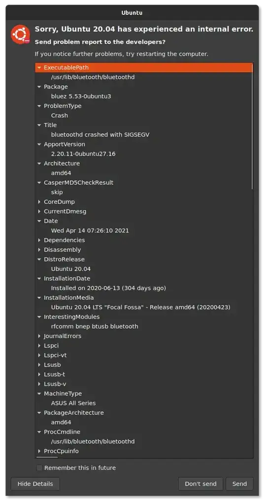 report error with bluetoothd