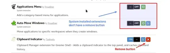 remove button for extensions