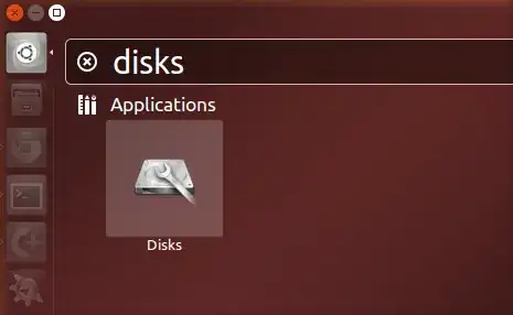 Find <code>disks</code> in the launcher