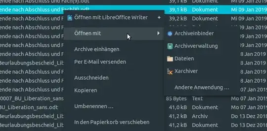 Odt file right-click context menu