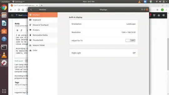 Ubuntu settings list