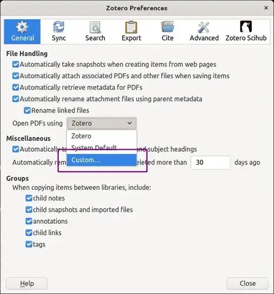 Zotero Preferences window