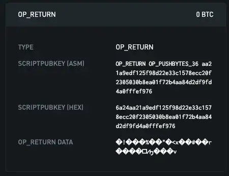 Showing the commitment transaction of block height 558722
