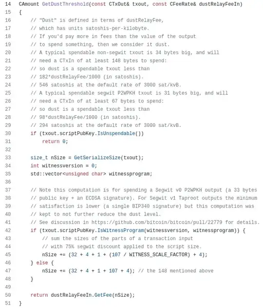 Screenshot of GetDustThreshold(…) follow for reading code