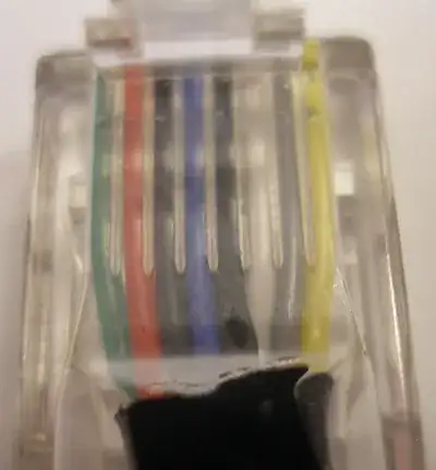 top view of jack with 8 wires connected
