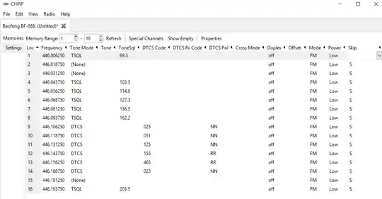 print screen of CHIRP readout