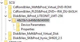 Screenshot of registry tree