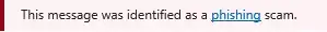 This message was identified as a phishing scam