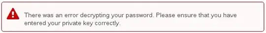 There was an error decrypting your password. Please ensure that you have entered your private key correctly.
