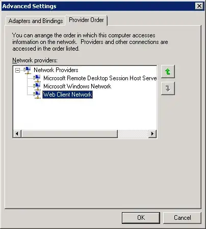 "Advanced Settings" window. "Provider Order" tab