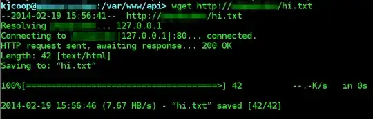 Here's a screenshot of the five-second wait time getting the text file. wget reports the transaction took 0 seconds, but you can see the start and end times are 5 seconds apart.