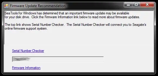 SeaTools Firmware Update Dialog