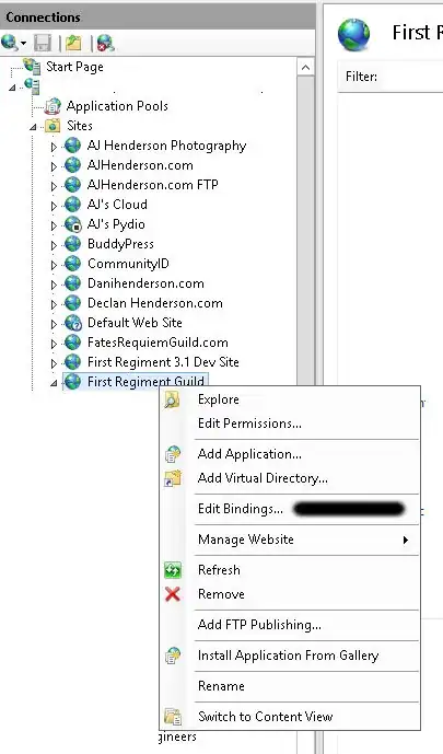 IIS Site Settings