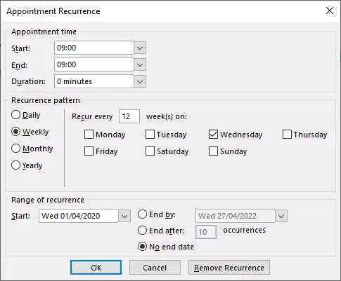 Appointment Recurrent screenshot