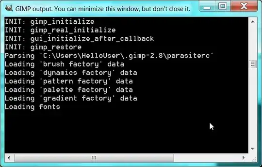 Gimp console pic -- hanging on "Loading fonts"