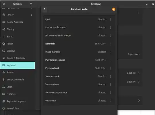 Screenshot of shortcuts