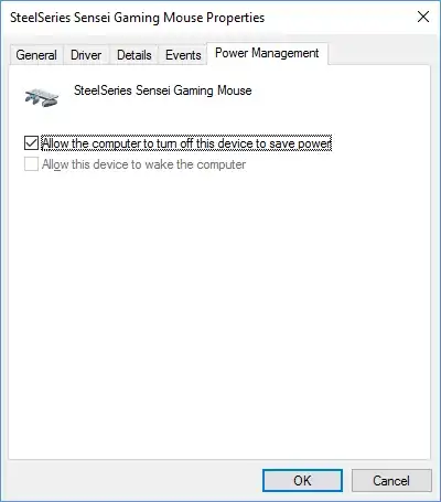 Power Management tab