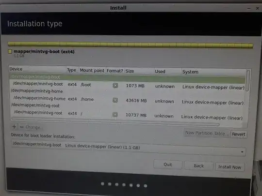 First choice of location for bootloader installation