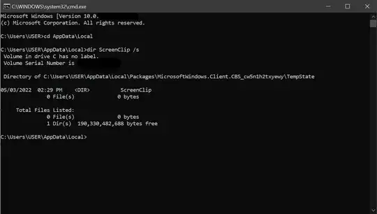 Using cmd.exe to locate ScreenClip folder in AppData\Local