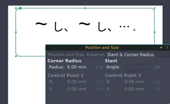 A text box with rounded corners and the settings dialog