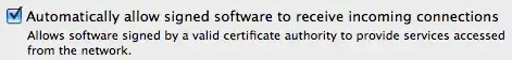 Mac OS X 10.6 Firewall: Automatically allow signed software to receive incoming connections