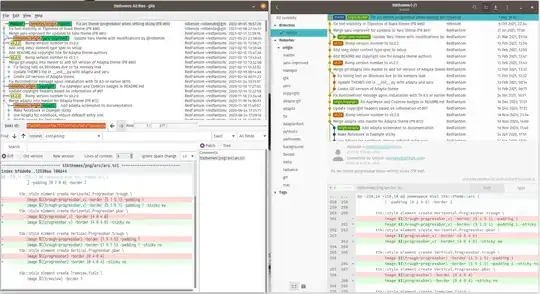side by side gitg gitk