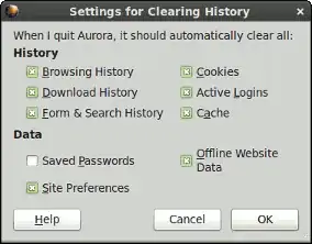 "Settings for clearing history"