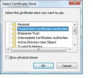 "Select certificate store"