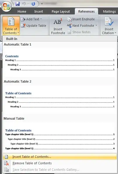 Word 2007: Insert Table of Contents