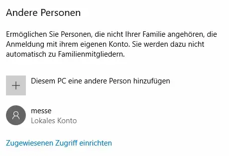 screenshot proofing there's no administrator (also in German)