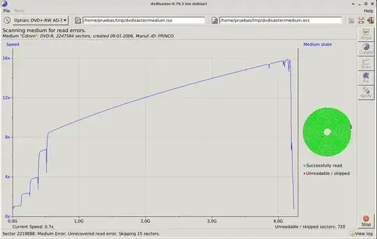 Running a scan in dvdisaster