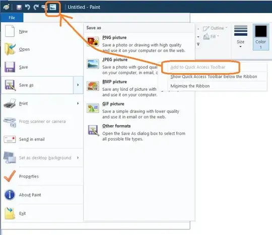Quick access toolbar in Paint