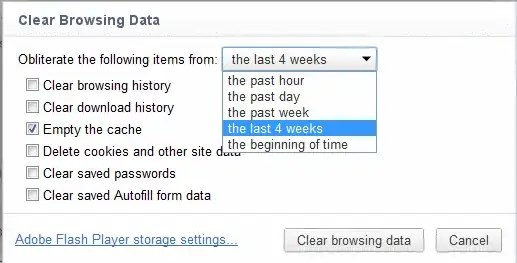 Clear Cache Screen for chrome