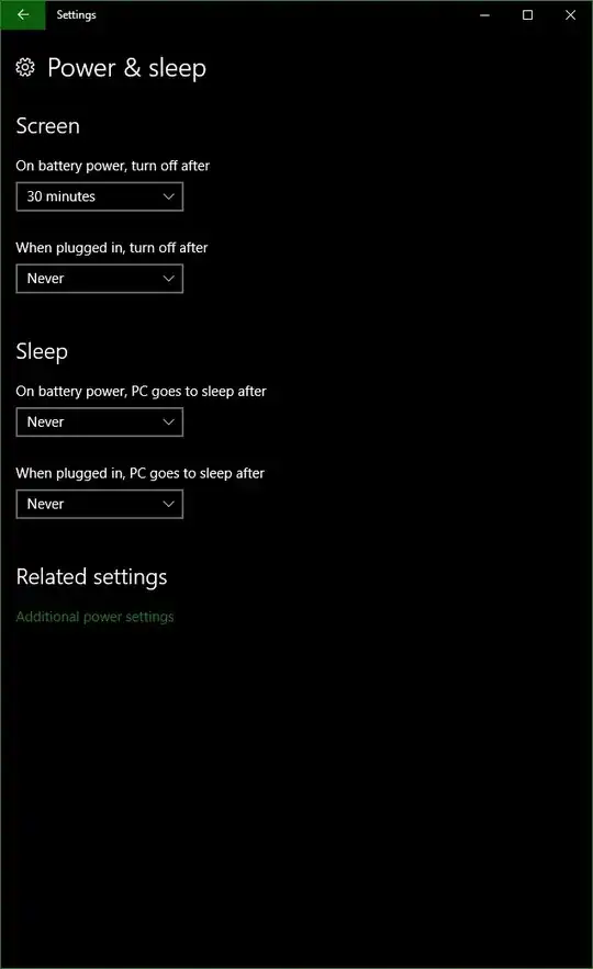Windows 10 power settings