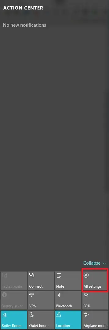 Windows 10 Action Center