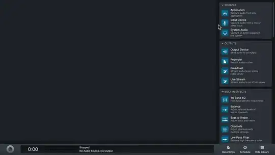 Animated demonstration of how to set up a session in Audio Hijack to overdrive audio adding Input Device, Volume Overdrive and Output Device blocks and starting a session