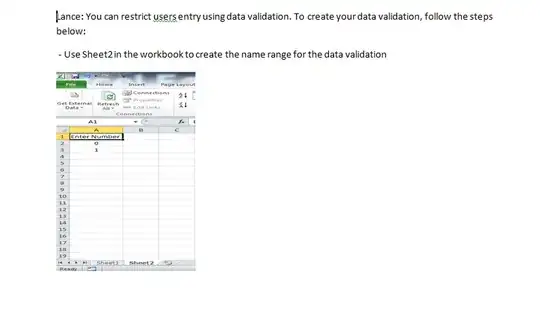 Screen Shot Detailing Data Validation Steps