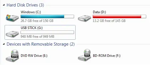 USB stick as it appears in the Explorer