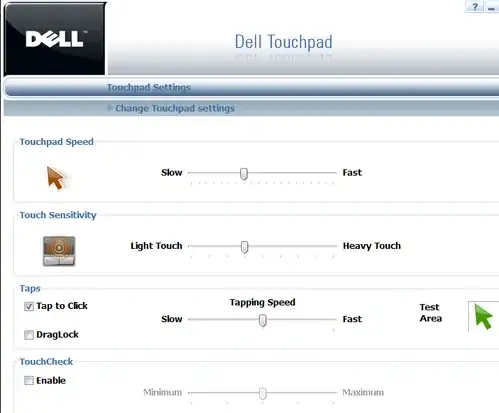 Screenshot of TouchCheck setting