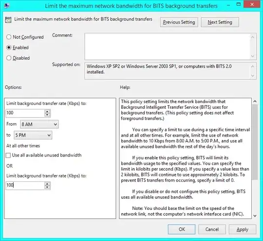 the Group Policy setting