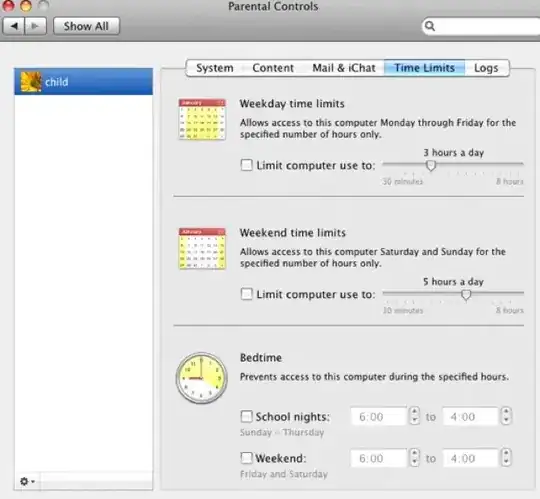 Parental controls preference pane