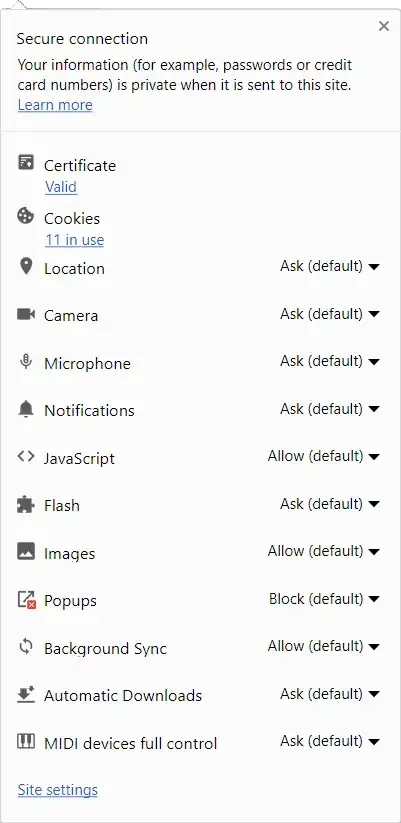 Menu with Certificate option