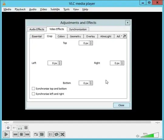 screen image of the crop tool