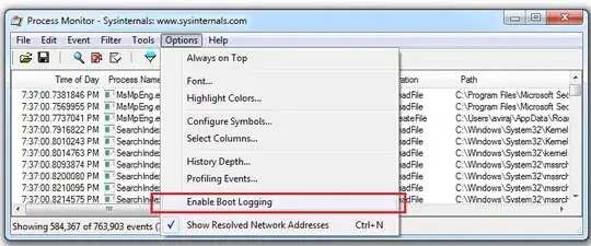 Control properties windows