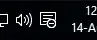 A screenshot of the end portion of Windows 10 taskbar, showing, among other familiar icons, the Action Center icon resembling a scribbled note with a stop sign at its lower right corner