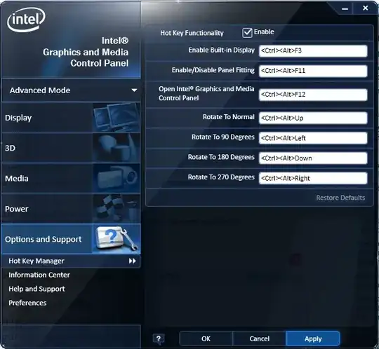 Screenshot of screen where the hotkeys can be edited or disabled
