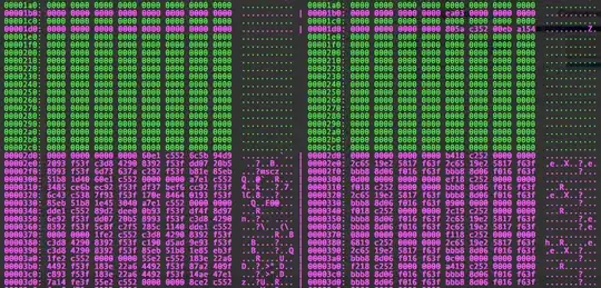 binary file output in terminal - diff -y <(xxd foo1.bin) <(xxd foo2.bin) | colordiff