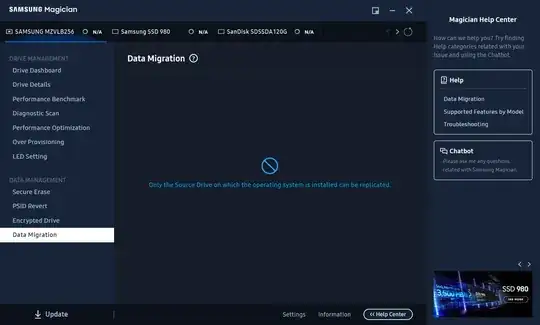 samsung magician source drive restriction