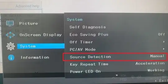 Photo of System>Source Detection menu Photo of System>Source Detection menu